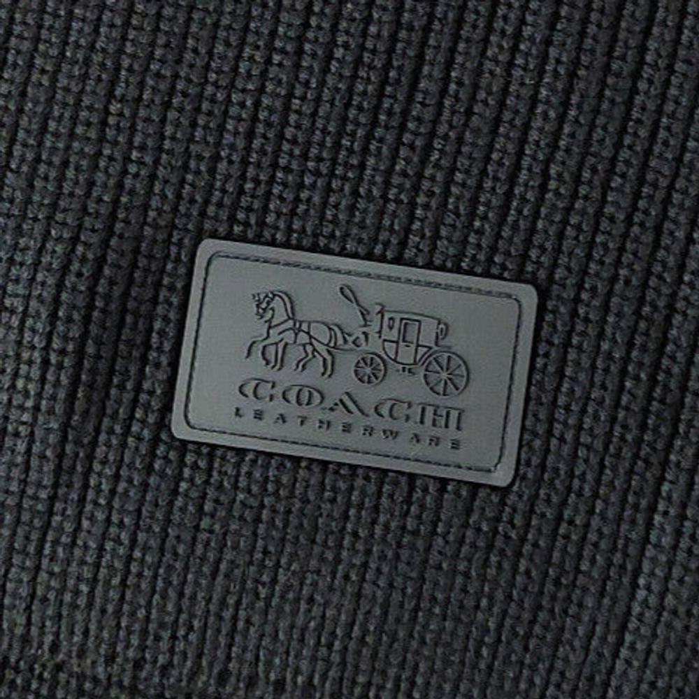 Coach Chunky Patch Long Wool Knit Scarf Black Fall Winter NWT - Picture 3 of 6